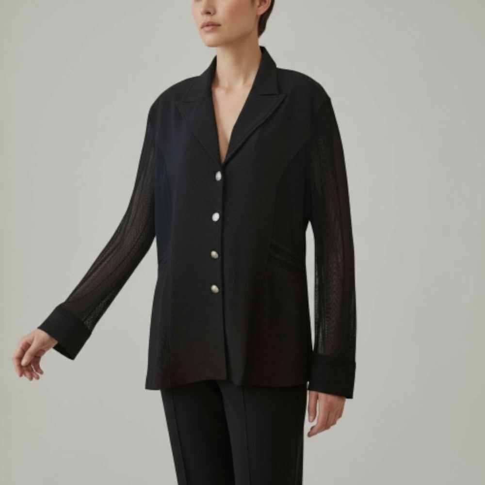 Vintage Black Sheer Sleeve and Sides Jacket Plus Size